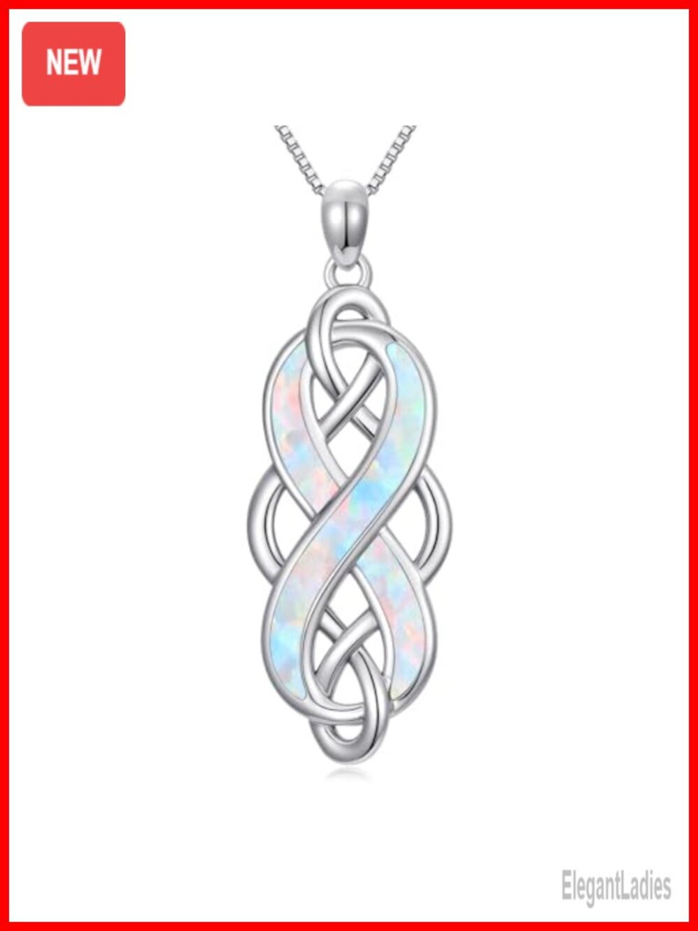 925 Sterling Silver Celtic Knot Opal Necklace Irish Jewelry Gift